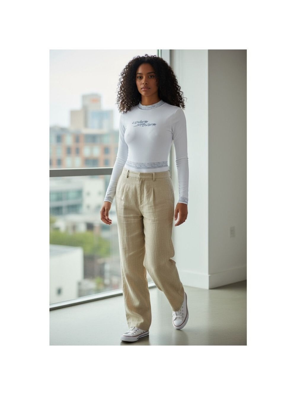 Y2K White & Gray Long Sleeve Bodysuit 2X
